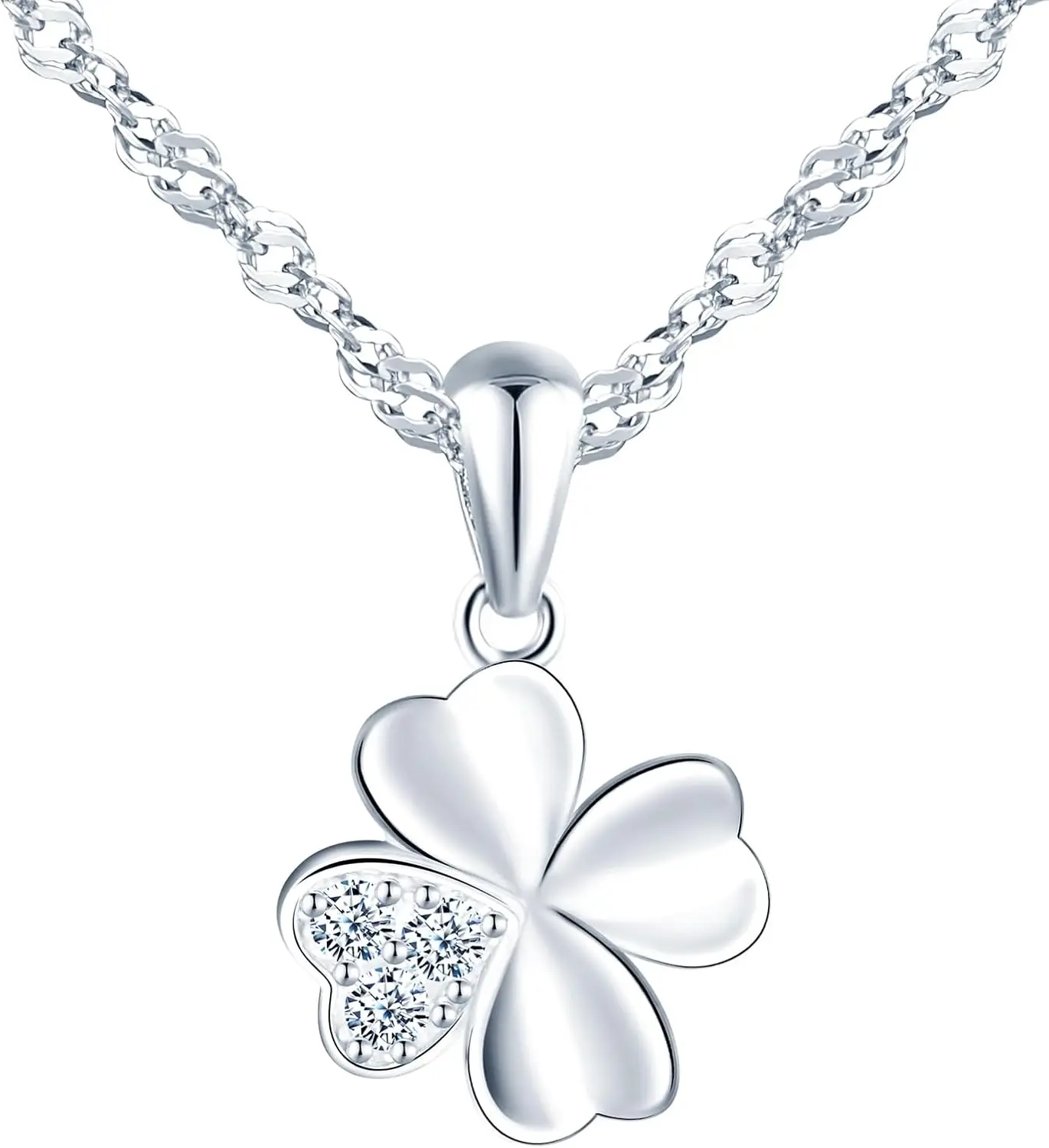Women's 925 Silver Clover Pendant Necklace Cubic Zirconia Lucky Necklaces for Women and Girls
Women's 925 Silver Clover Pendant Necklace Cubic Zirconia Lucky Necklaces for Women and Girls