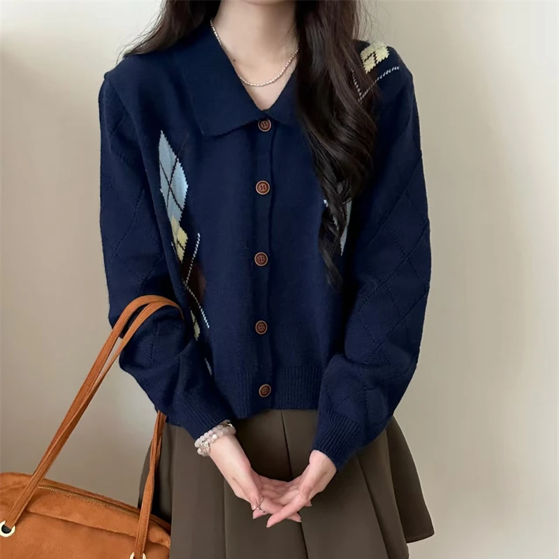 Fashion Elegant Printed Loose Women's Sweater Jacket Autumn Korean Style Lapel Knit Short Coats Casual Long Sleeve Cardigan
Fashion Elegant Printed Loose Women's Sweater Jacket Autumn Korean Style Lapel Knit Short Coats Casual Long Sleeve Cardigan