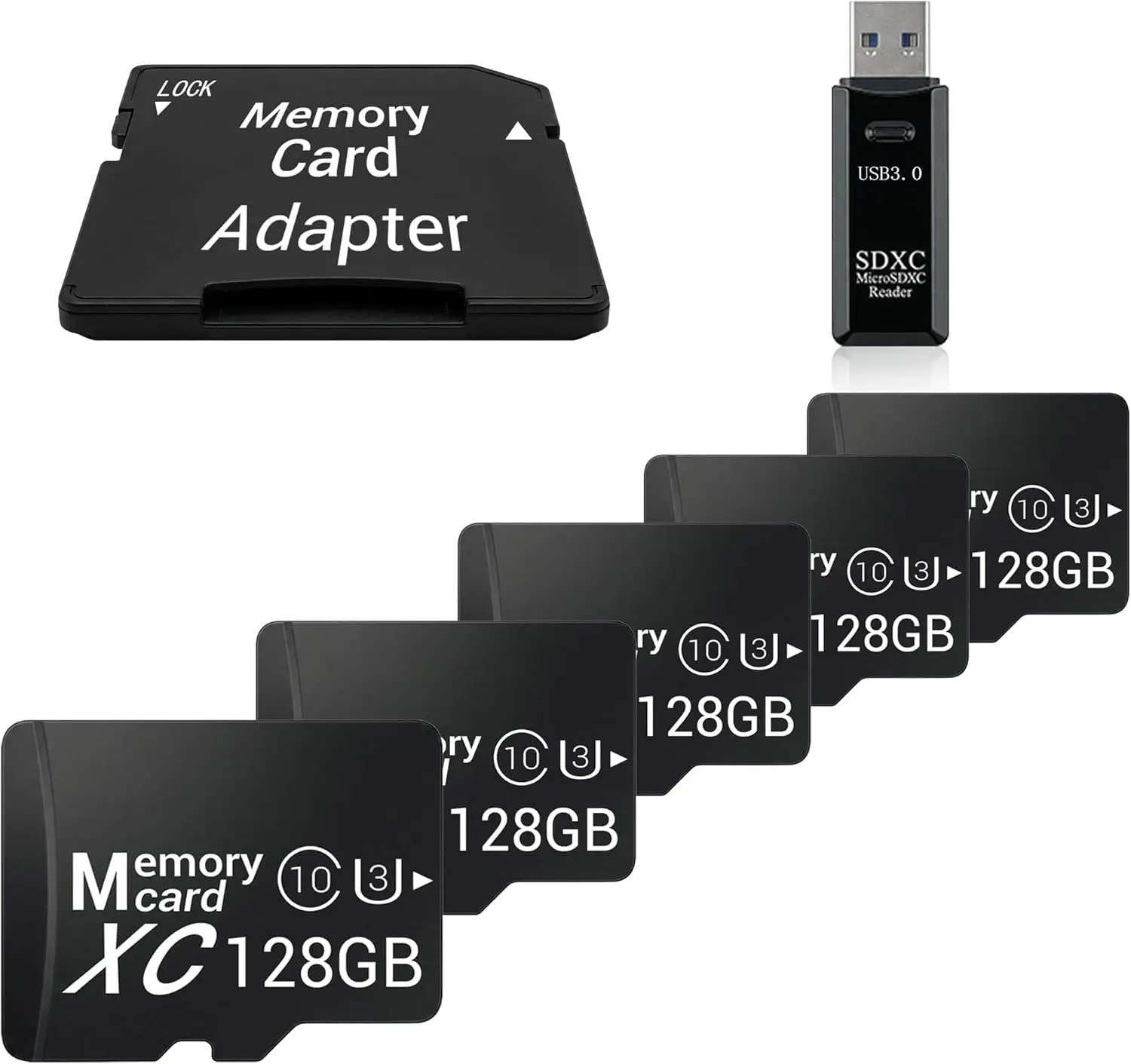 5-Pack 128GB Micro SD Cards with USB 3.0 Reader Kit, V30 Fleet Storage for Whole-Home Security (Standard USB-A)
5-Pack 128GB Micro SD Cards with USB 3.0 Reader Kit, V30 Fleet Storage for Whole-Home Security (Standard USB-A)