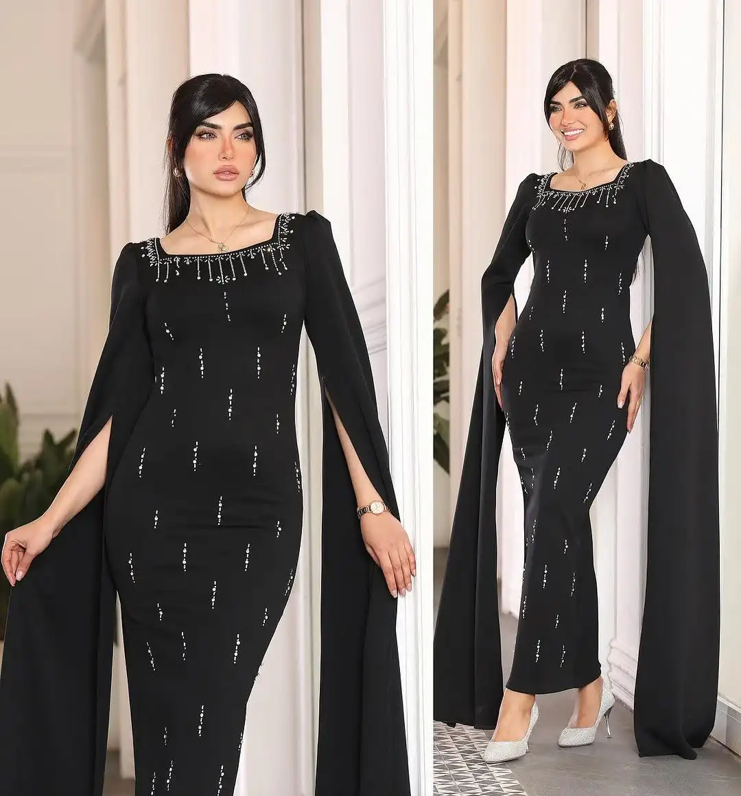 Customized Mermaid Long Sleeves Prom Dresses Square Neck Ankle Length Pleated Beadings Evening Dresses
Customized Mermaid Long Sleeves Prom Dresses Square Neck Ankle Length Pleated Beadings Evening Dresses