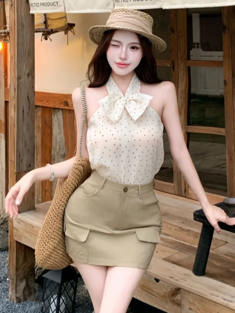 Korean Style Polka Dot Print Mesh Vest Anti-Light Workwear Bodycon Skirt Set Sexy Breathable Summer Outfit for Young Women
Korean Style Polka Dot Print Mesh Vest Anti-Light Workwear Bodycon Skirt Set Sexy Breathable Summer Outfit for Young Women