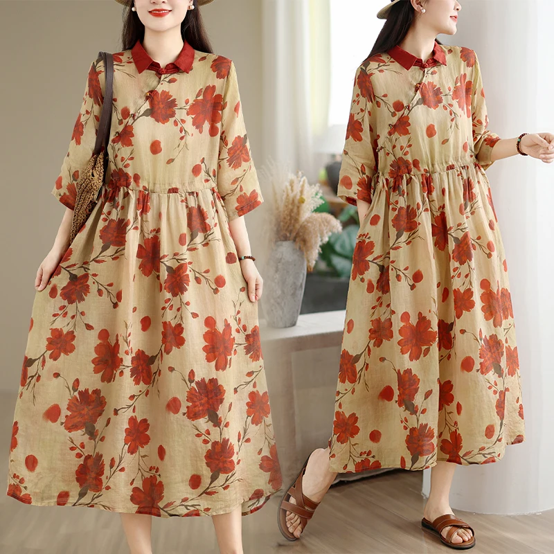 High-End plus Size Midi Dress Color Block Print Turn-down Collar Fashionable Summer New Arrival Women's Clothing Commute Style
High-End plus Size Midi Dress Color Block Print Turn-down Collar Fashionable Summer New Arrival Women's Clothing Commute Style