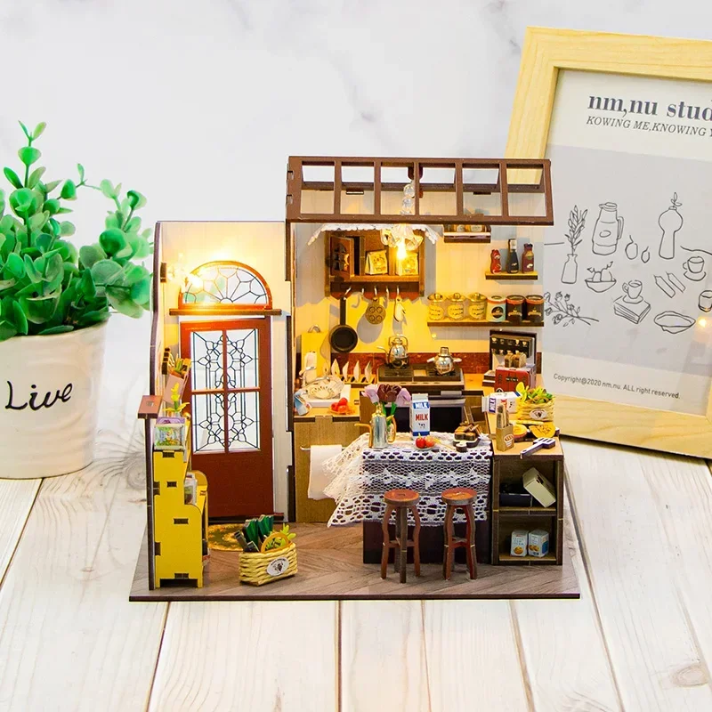 DIY Wooden Miniature Building Kits Peta's Kitchen Cottage Doll Houses With Furniture Casa Dollhouses for Friends Birthday Gifts
DIY Wooden Miniature Building Kits Peta's Kitchen Cottage Doll Houses With Furniture Casa Dollhouses for Friends Birthday Gifts