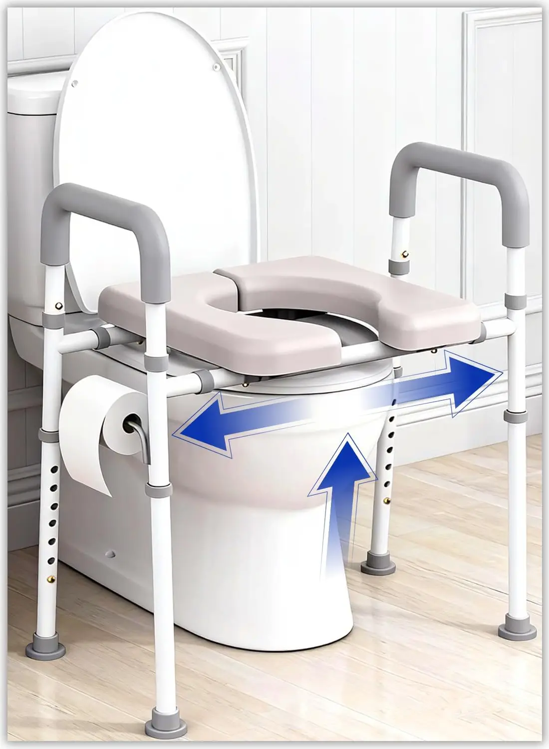 Adjustable Raised Toilet Seat with Handles for Seniors and Disabled, Fits Any Toilet, Supports 400lbs
Adjustable Raised Toilet Seat with Handles for Seniors and Disabled, Fits Any Toilet, Supports 400lbs