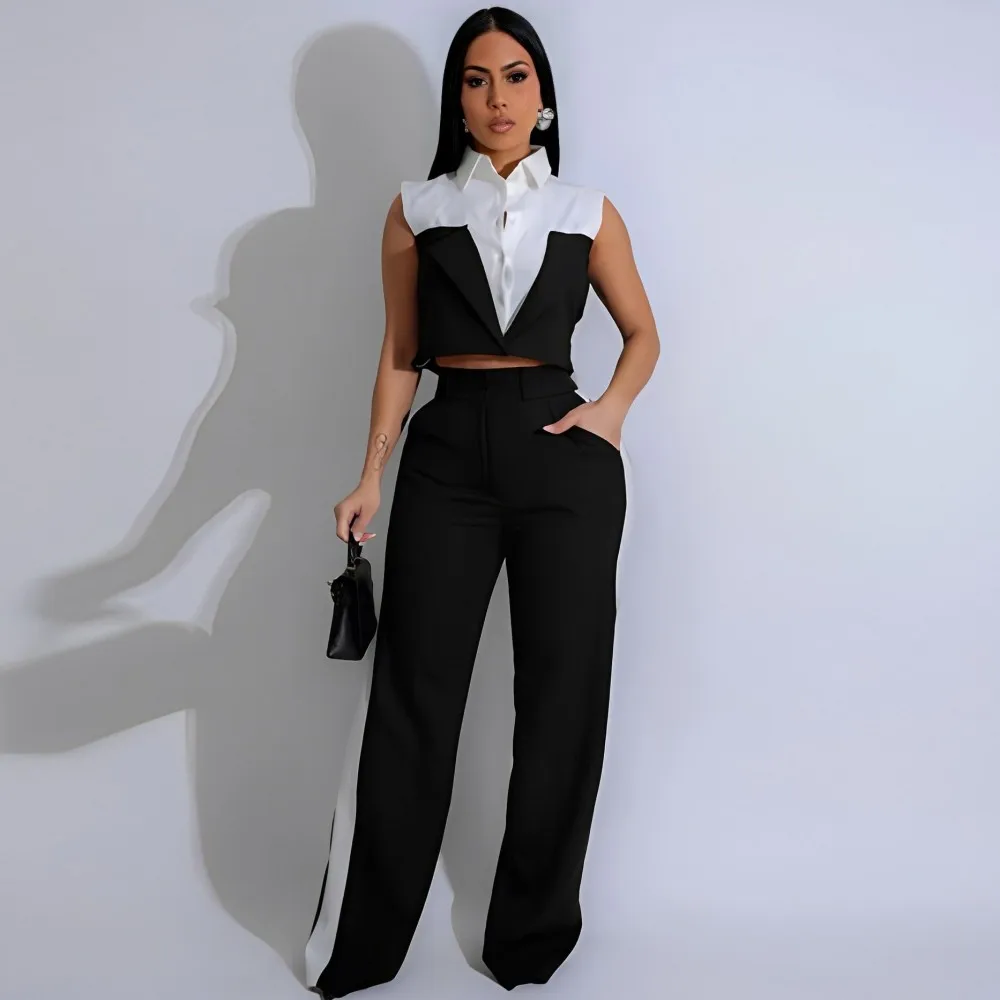 2 Two Piece Set Sleeveless Blouse Tops And Pants Suits Spring Summer Women Set Sheath Matching Fashion Tracksuits Outfit 2025
2 Two Piece Set Sleeveless Blouse Tops And Pants Suits Spring Summer Women Set Sheath Matching Fashion Tracksuits Outfit 2025