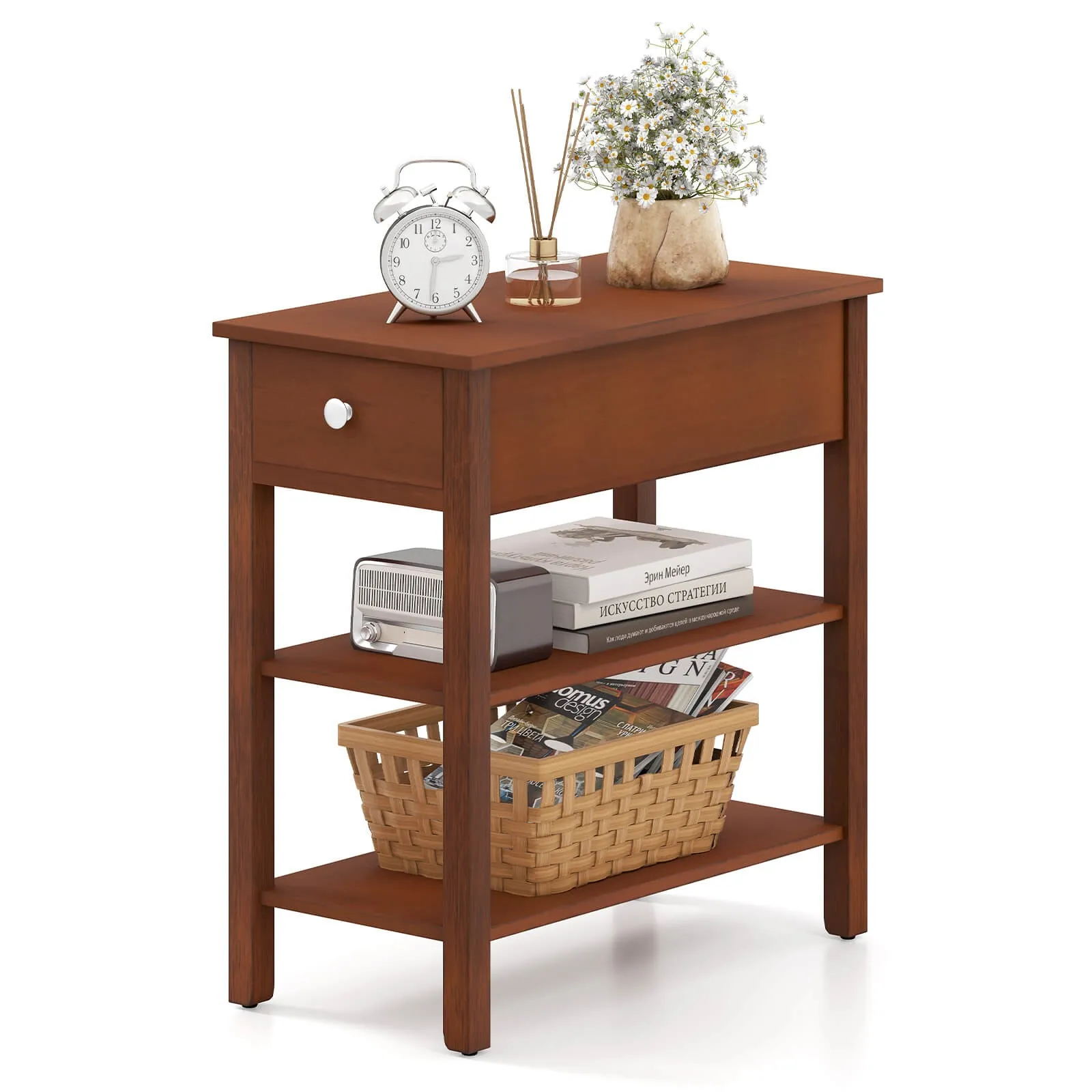 Narrow End Tables w/Drawer Shelves & Rubber Wood Legs Sofa Side Table
Narrow End Tables w/Drawer Shelves & Rubber Wood Legs Sofa Side Table