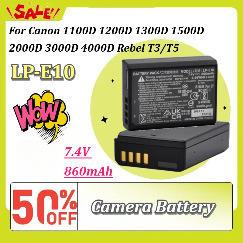 New LP-E10 7.4V 860mAh Rechargeable Camera Battery for Canon 1100D 1200D 1300D 1500D 2000D 3000D 4000D Rebel T3/T5
New LP-E10 7.4V 860mAh Rechargeable Camera Battery for Canon 1100D 1200D 1300D 1500D 2000D 3000D 4000D Rebel T3/T5