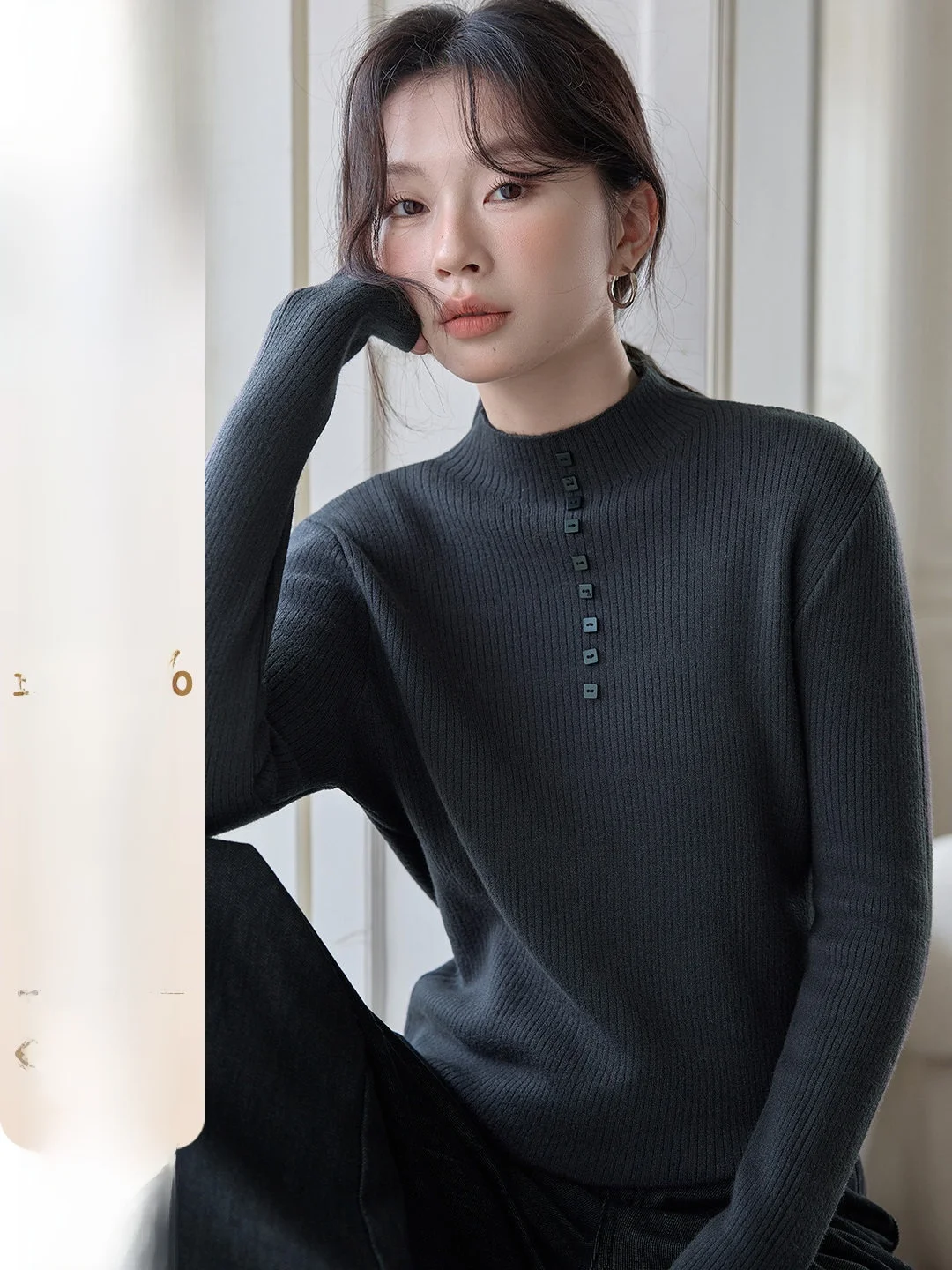 Deep ey Fce Lined Thiened Long Sve Women's Knitwear HUIXI Commute Sle Pure Color Slim Fit Inner Wear Top
Deep ey Fce Lined Thiened Long Sve Women's Knitwear HUIXI Commute Sle Pure Color Slim Fit Inner Wear Top