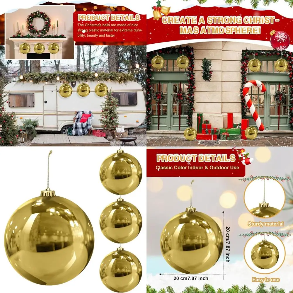Large Gold Plastic Christmas Ornament Ball, 7.87 Inch, Outdoor Tree Decorations, Hanging for Home, Lawn, Yard, Holiday Party
Large Gold Plastic Christmas Ornament Ball, 7.87 Inch, Outdoor Tree Decorations, Hanging for Home, Lawn, Yard, Holiday Party