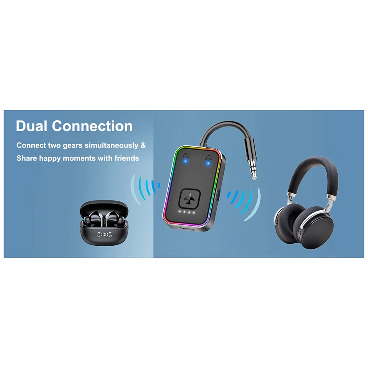NEW!! New BF01 Mid-Frame Bluetooth V5.3 Transmitter Supports 2 Headphones for Airplane TV Tablets
NEW!! New BF01 Mid-Frame Bluetooth V5.3 Transmitter Supports 2 Headphones for Airplane TV Tablets