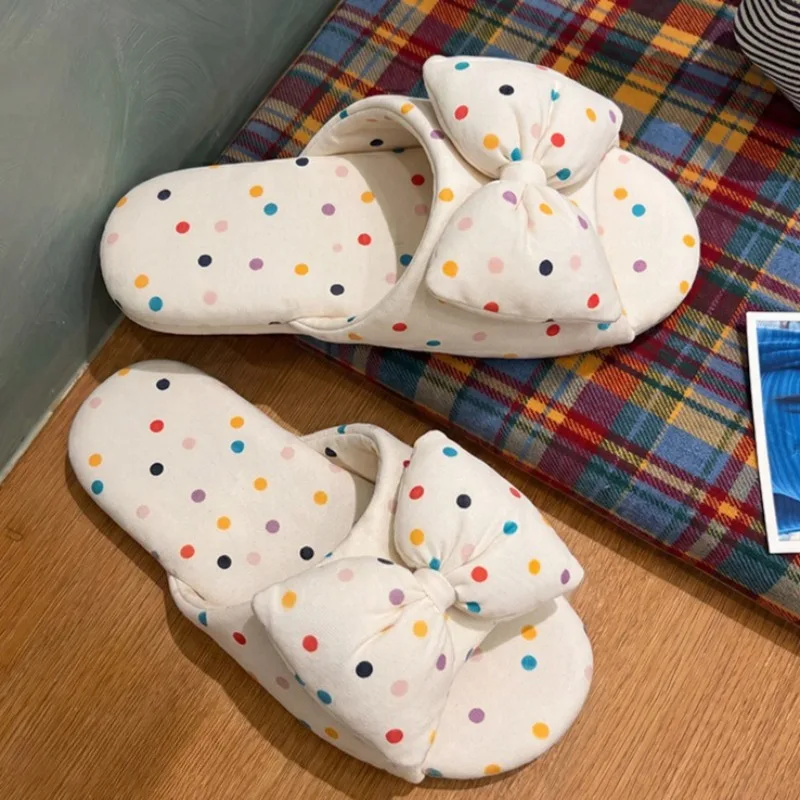 Women Cute Polka Dot Bow Slippers Soft Nonslip Silent Home Slippers Four Seasons Breathable Indoor Outdoor Floor House Shoes
Women Cute Polka Dot Bow Slippers Soft Nonslip Silent Home Slippers Four Seasons Breathable Indoor Outdoor Floor House Shoes