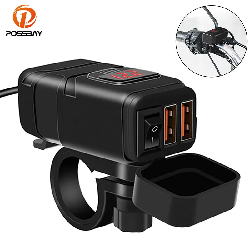 Motorcycle Dual USB Phone GPS Quick Charger Voltmeter Adapter 12V Power Digital Red LED Universal Phone Charger Accessories
Motorcycle Dual USB Phone GPS Quick Charger Voltmeter Adapter 12V Power Digital Red LED Universal Phone Charger Accessories