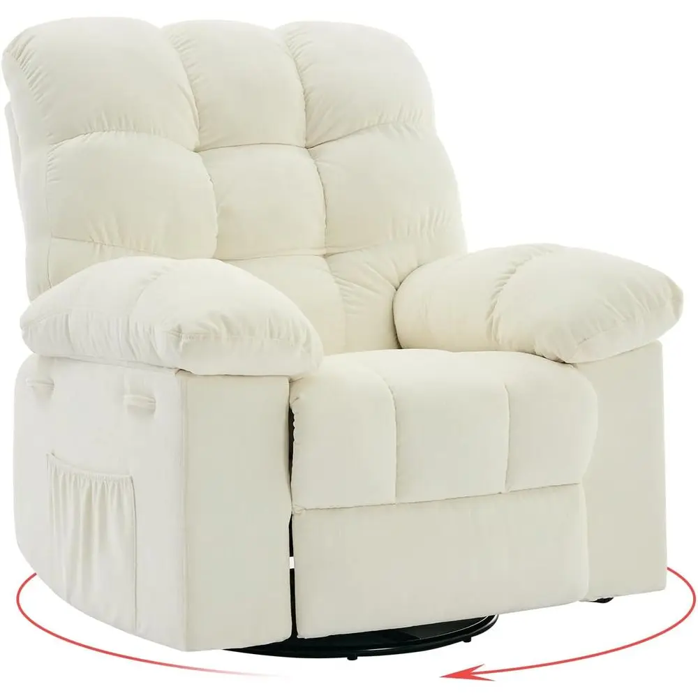 Upholstered Swivel Glider Chair with Side Pockets for Living Room and Nurseries
Upholstered Swivel Glider Chair with Side Pockets for Living Room and Nurseries