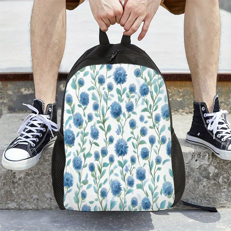 Spring multifunctional backpack with blue floral design, suitable for school, travel, camping and leisure outing
Spring multifunctional backpack with blue floral design, suitable for school, travel, camping and leisure outing
