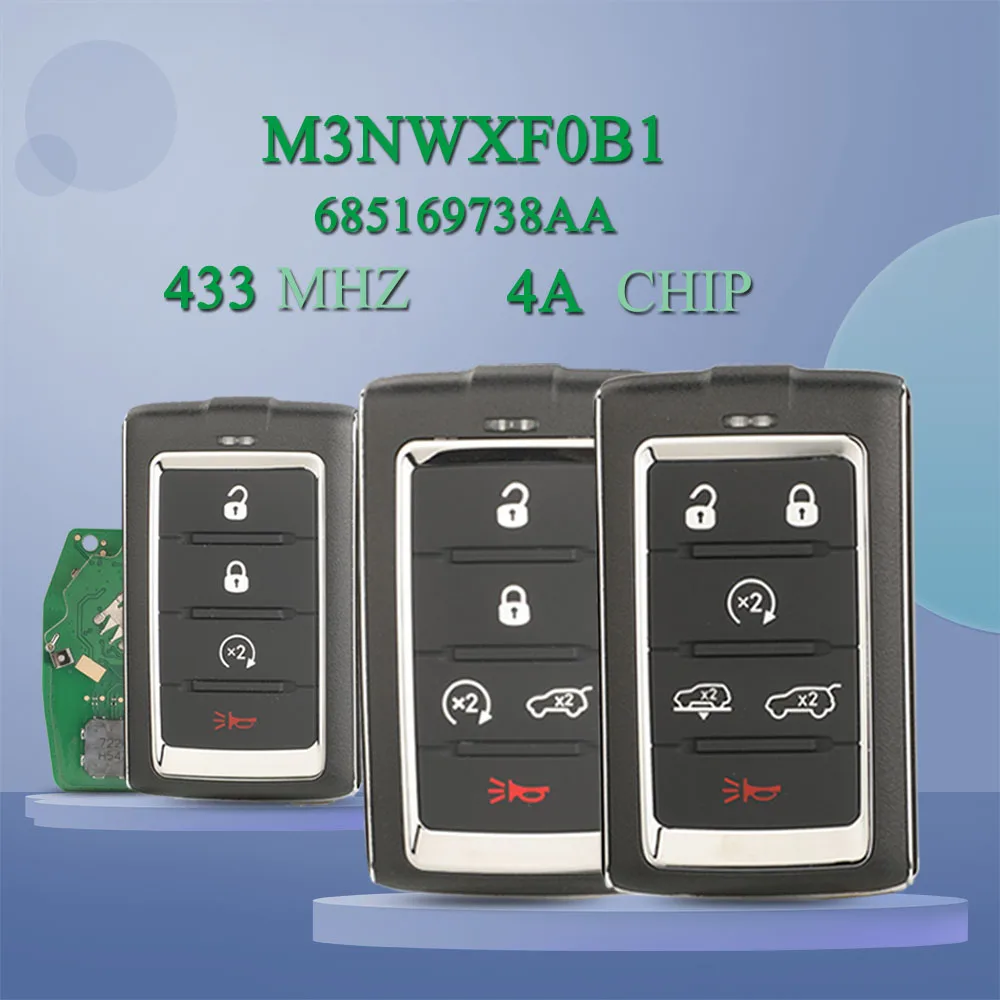 Jingyuqin 433 МГц 4A чип M3NWXF0B1 685169738AA дистанционный автомобильный ключ 4/5/6 кнопки для Jeep Grand Wagoneer 2021-2022 брелок управления 
Jingyuqin 433 МГц 4A чип M3NWXF0B1 685169738AA дистанционный автомобильный ключ 4/5/6 кнопки для Jeep Grand Wagoneer 2021-2022 брелок управления