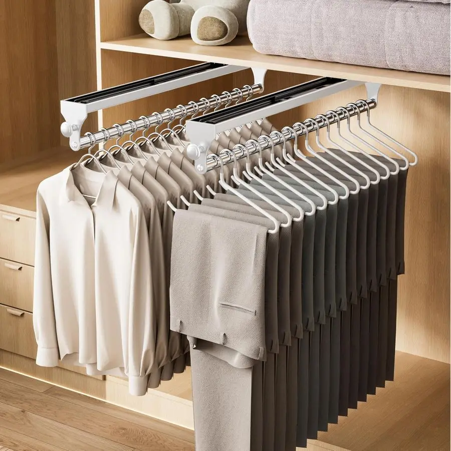 Pack Pull Out Closet Rod, 13.7inch Heavy Duty Pants Rack, Adjustable Clothes Hanger Rail, Space Aluminum Valet Rod, Top Mounted
Pack Pull Out Closet Rod, 13.7inch Heavy Duty Pants Rack, Adjustable Clothes Hanger Rail, Space Aluminum Valet Rod, Top Mounted
