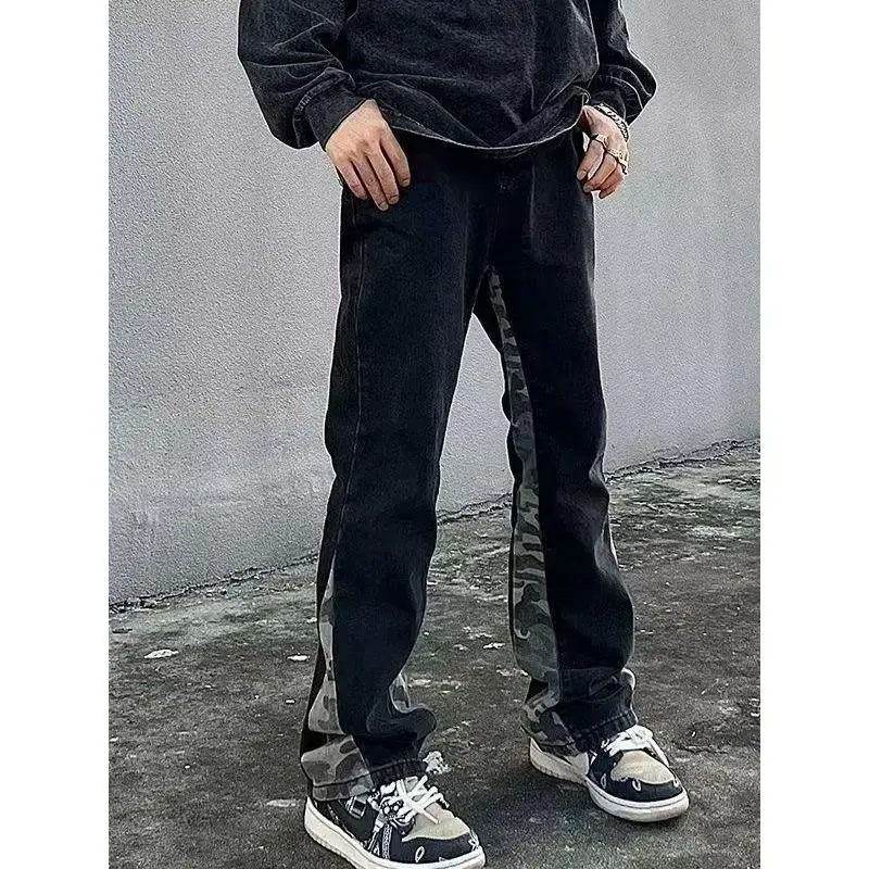 plus Size 300 Pou Camouflage Spliced Jeans Loose Straight Leg Wide Leg Pants for Men Autumn Trendy Brand Retro Sle
plus Size 300 Pou Camouflage Spliced Jeans Loose Straight Leg Wide Leg Pants for Men Autumn Trendy Brand Retro Sle