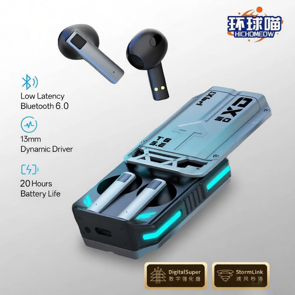 Hichomeow GLY-810 HiFi Bluetooth Headphones Call Noise Reduction in-Ear Wireless Earphones Bass Stereo Sound Earbuds with RGB
Hichomeow GLY-810 HiFi Bluetooth Headphones Call Noise Reduction in-Ear Wireless Earphones Bass Stereo Sound Earbuds with RGB