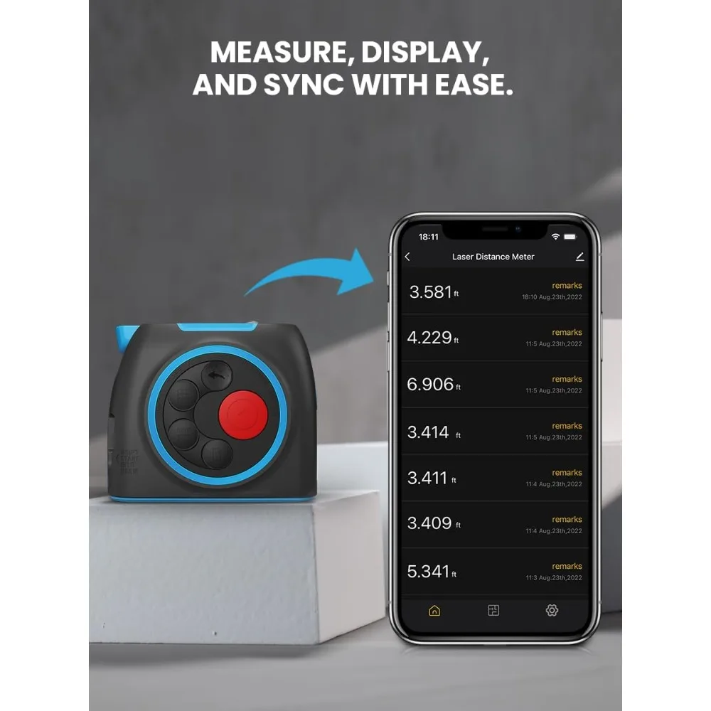 Digital Laser Tape Measure 3 in 1, 130ft Laser Distance Meter Display On Backlit LCD Screen
Digital Laser Tape Measure 3 in 1, 130ft Laser Distance Meter Display On Backlit LCD Screen