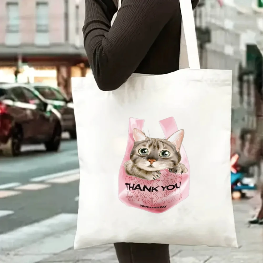 Cat In Thank You Bag Print Canvas Tote Bag, Women Shoulder Bag, Funny Meme Handbag for Daily Outings
Cat In Thank You Bag Print Canvas Tote Bag, Women Shoulder Bag, Funny Meme Handbag for Daily Outings