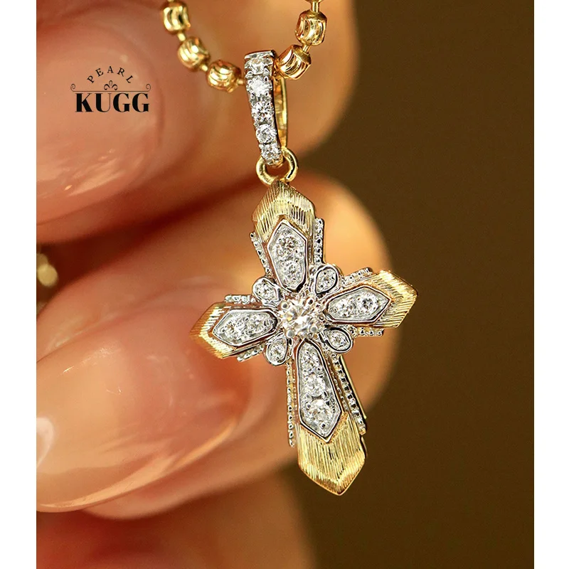 KUGG 100% 18K Yellow Gold Pendant Vintage Elegant Style Real Natural Diamond Cross Pendant for Women High Party Jewelry
KUGG 100% 18K Yellow Gold Pendant Vintage Elegant Style Real Natural Diamond Cross Pendant for Women High Party Jewelry