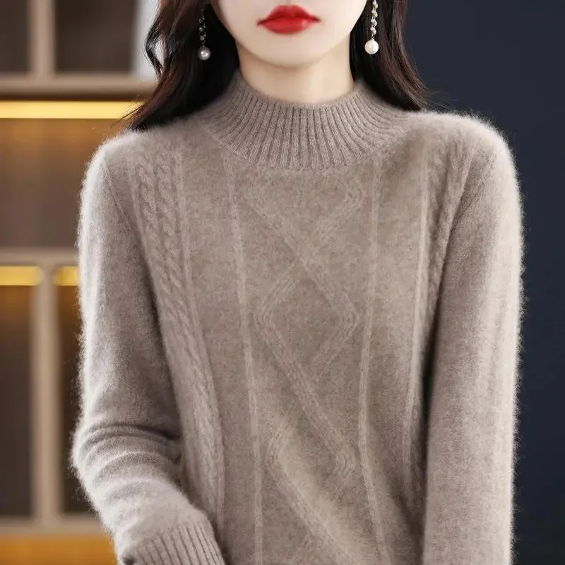 Women Sweater Solid Mock Neck Bottoming Shirt Korean Fashion Slim Stretch Pullovers Autumn Winter Casual Knitted Warm Jumpers
Women Sweater Solid Mock Neck Bottoming Shirt Korean Fashion Slim Stretch Pullovers Autumn Winter Casual Knitted Warm Jumpers