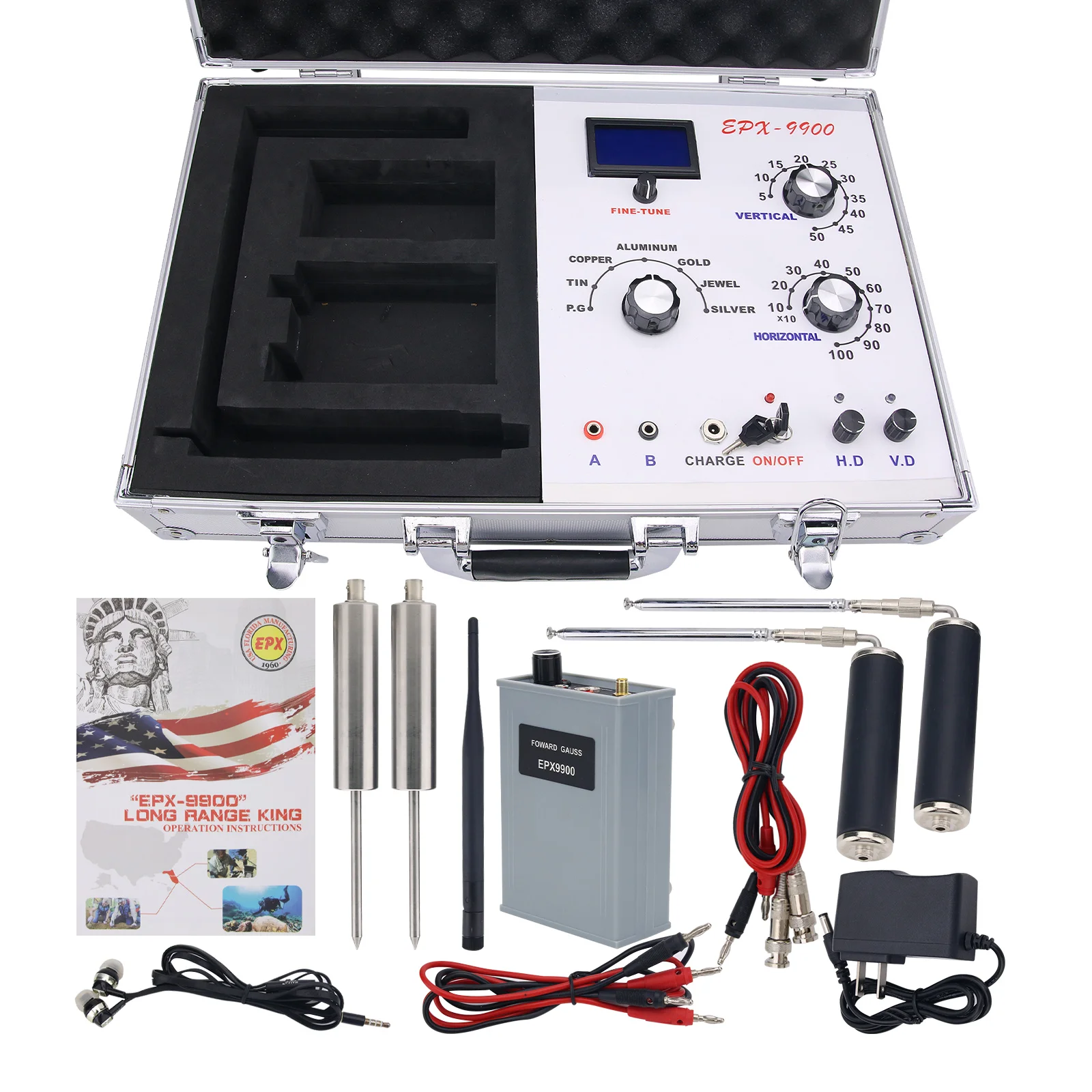 New EPX9900 Long Range Underground Gold Silver Copper Tin Jewel Metal Detector for Treasure Finder
New EPX9900 Long Range Underground Gold Silver Copper Tin Jewel Metal Detector for Treasure Finder