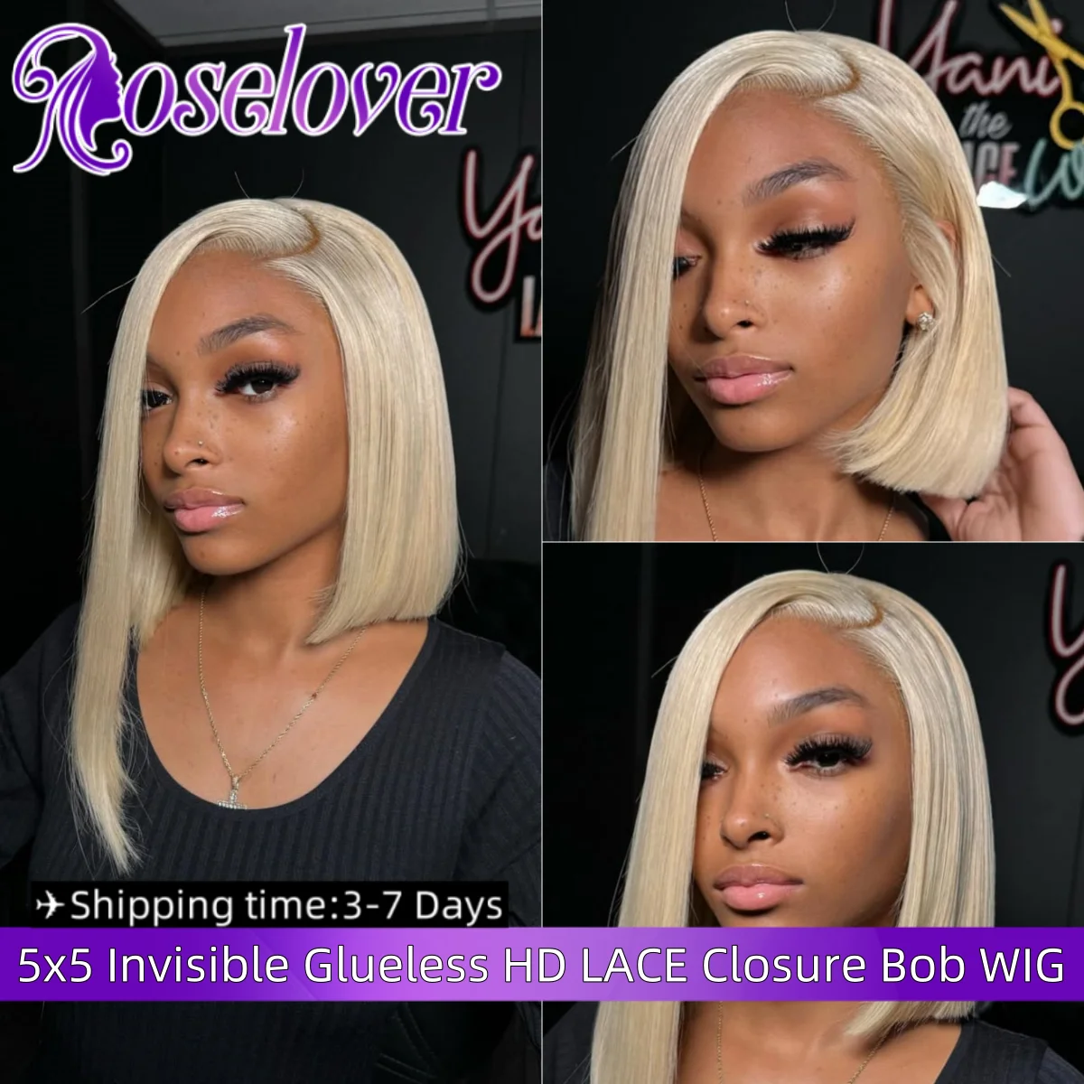 ROSELOVER 10Inch 5x5 Bob Wig Human Hair Invisible Real HD Lace Closure Wig Wear to Go Glueless 613 Human Hair Wig 250% for Woman
ROSELOVER 10Inch 5x5 Bob Wig Human Hair Invisible Real HD Lace Closure Wig Wear to Go Glueless 613 Human Hair Wig 250% for Woman