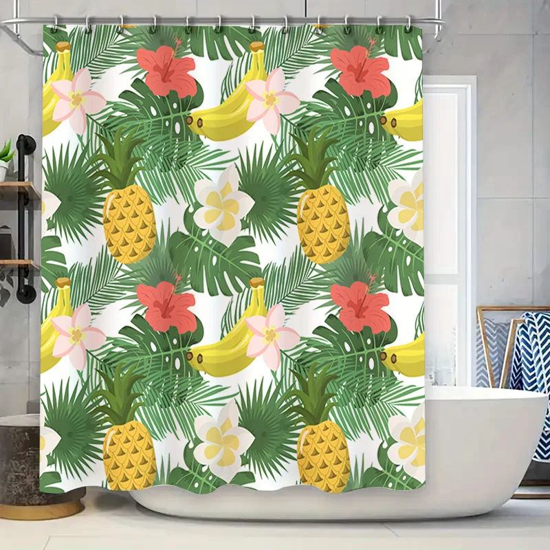 Summer Tropical Fruit Shower Curtain with Green Leaves for Bathroom Decor Yellow Pineapple Banana Hibiscus Pink Flower Waterproo
Summer Tropical Fruit Shower Curtain with Green Leaves for Bathroom Decor Yellow Pineapple Banana Hibiscus Pink Flower Waterproo