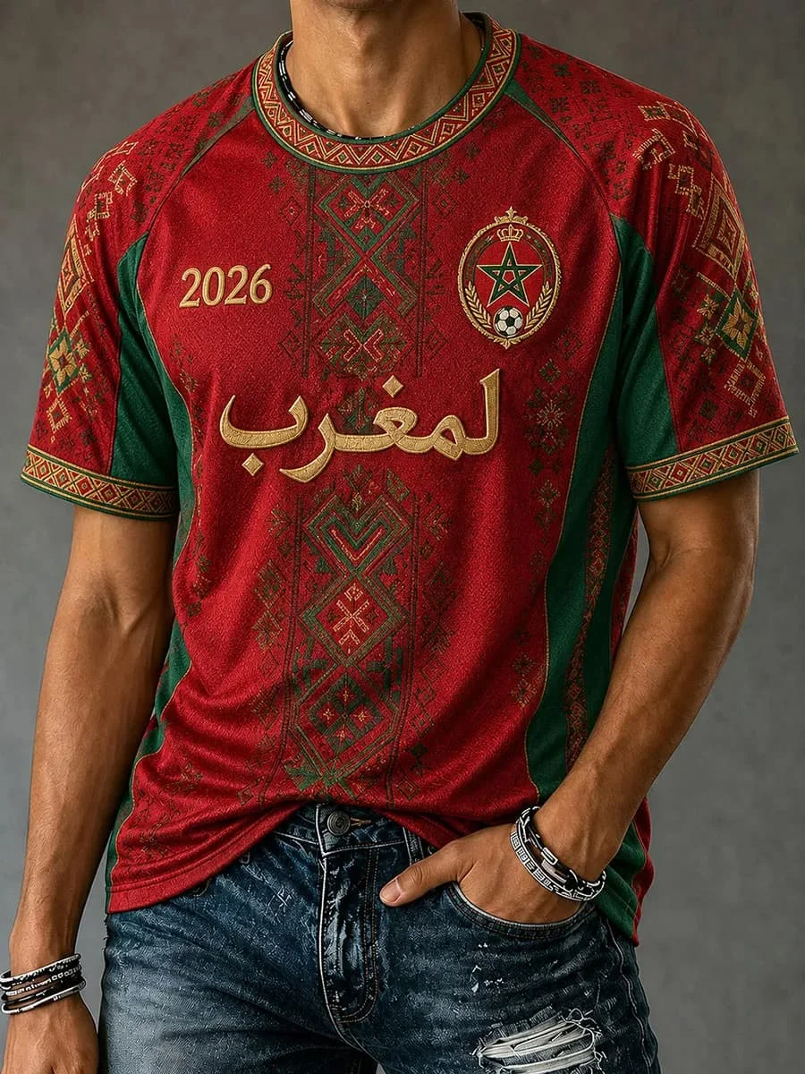 2026 Morocco National Team Red Football T-Shirt, FamilyMatching Sportswear with Script & Star Motif 2026 New Colthing
2026 Morocco National Team Red Football T-Shirt, FamilyMatching Sportswear with Script & Star Motif 2026 New Colthing