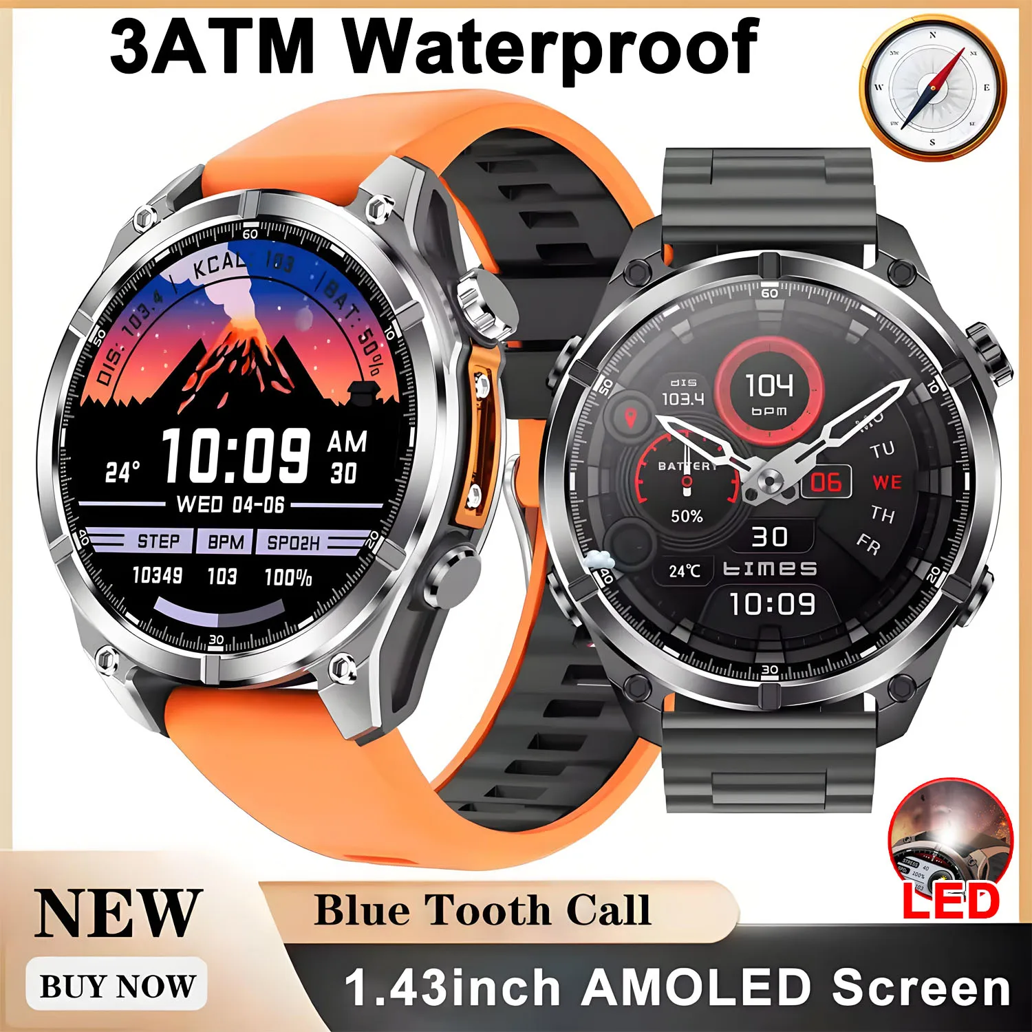 Smart Call Watch 3ATM Waterproof LED Outdoor Sports Fitness 400mAh 1.43-inch 466*466* HD Screen Heart Rate Health baromete Watch
Smart Call Watch 3ATM Waterproof LED Outdoor Sports Fitness 400mAh 1.43-inch 466*466* HD Screen Heart Rate Health baromete Watch