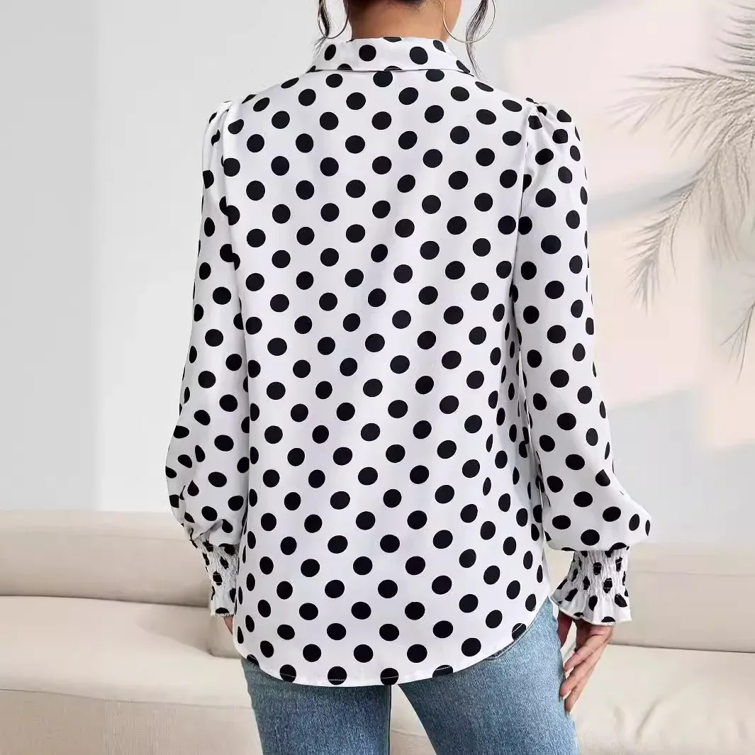 В Европе, Америке и США весной 2025 года новая элегантная женская простая повседневная рубашка в горошек с принтом
В Европе, Америке и США весной 2025 года новая элегантная женская простая повседневная рубашка в горошек с принтом