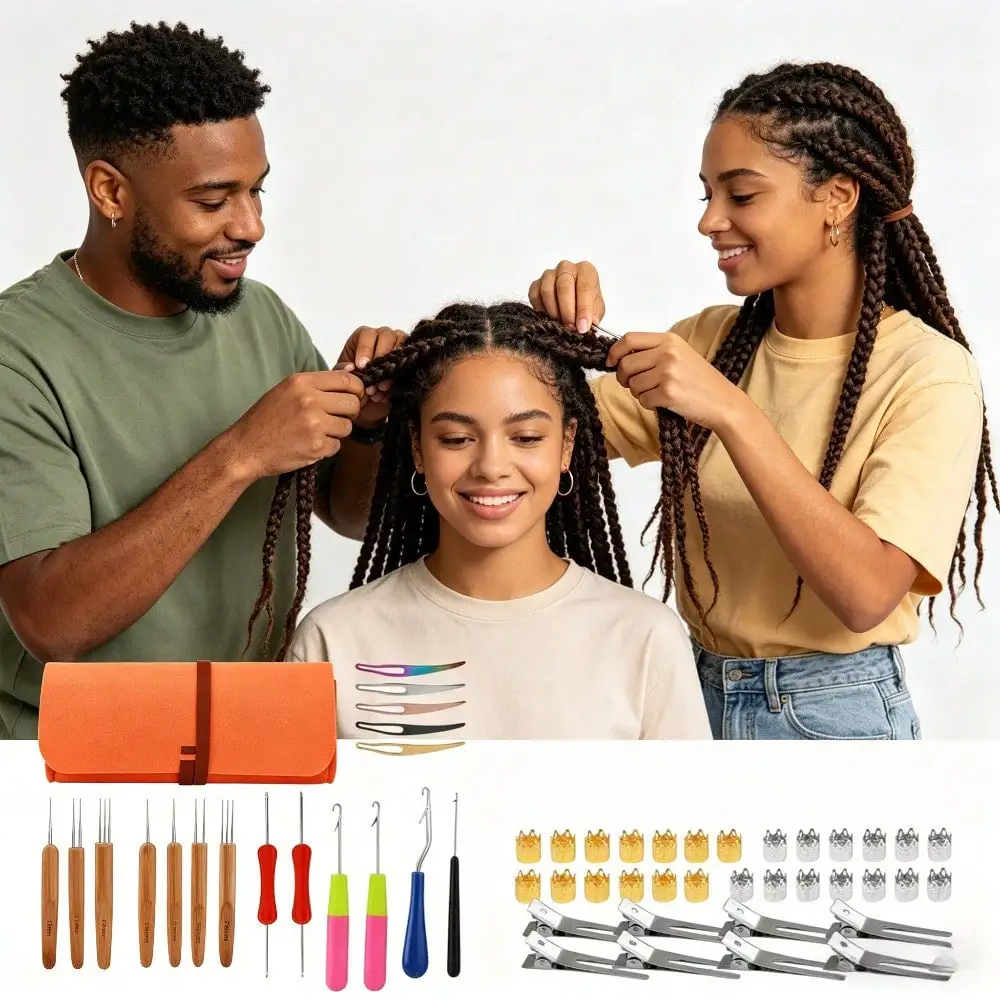 58 Pcs Dreadlock Crochet Hook Tool Dreadlock Crochet Needle For Hair, Different Size Bent Latch Hook, Crochet Hooks For Hair Braiding Dreadlocks Tool With Storage Bag For Women And Men
58 Pcs Dreadlock Crochet Hook Tool Dreadlock Crochet Needle For Hair, Different Size Bent Latch Hook, Crochet Hooks For Hair Braiding Dreadlocks Tool With Storage Bag For Women And Men