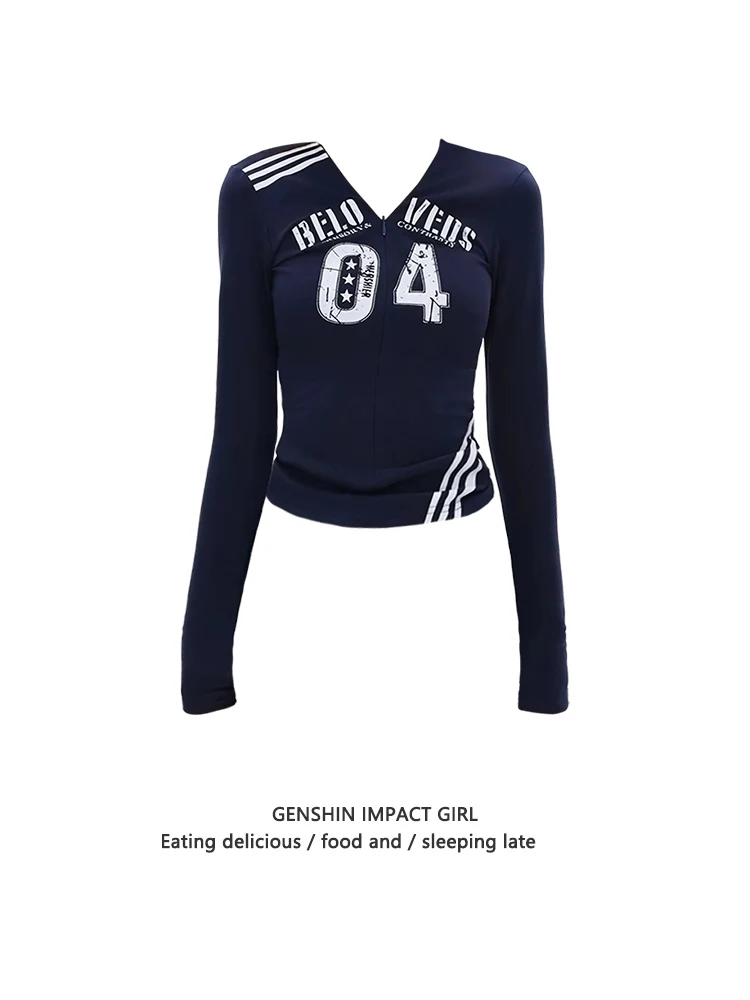 Slim Fit Long Sleeve Zipper T-Shirt Women's Autumn Winter Sweet And Spicy Girl Street Style V-neck Regular Shoulder Top
Slim Fit Long Sleeve Zipper T-Shirt Women's Autumn Winter Sweet And Spicy Girl Street Style V-neck Regular Shoulder Top