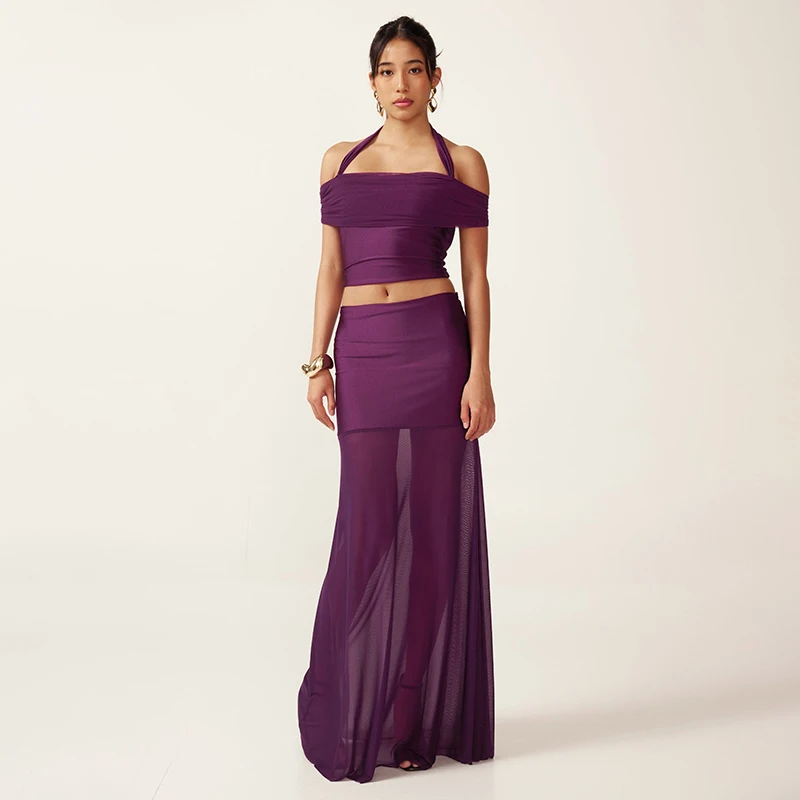 CUTENOVA 2025 Spring Summer New Solid Color Mesh Set Hanging Neck Backless Short Top + See-Through Half Skirt Sexy Elegant Sets
CUTENOVA 2025 Spring Summer New Solid Color Mesh Set Hanging Neck Backless Short Top + See-Through Half Skirt Sexy Elegant Sets