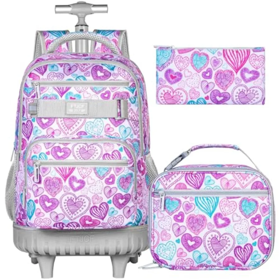 3Pcs Rolling Backpack for Girls Women, Travel Roller Backpacks with Wheels for Adults, Teens College Love Wheeled Bookbag with
3Pcs Rolling Backpack for Girls Women, Travel Roller Backpacks with Wheels for Adults, Teens College Love Wheeled Bookbag with
