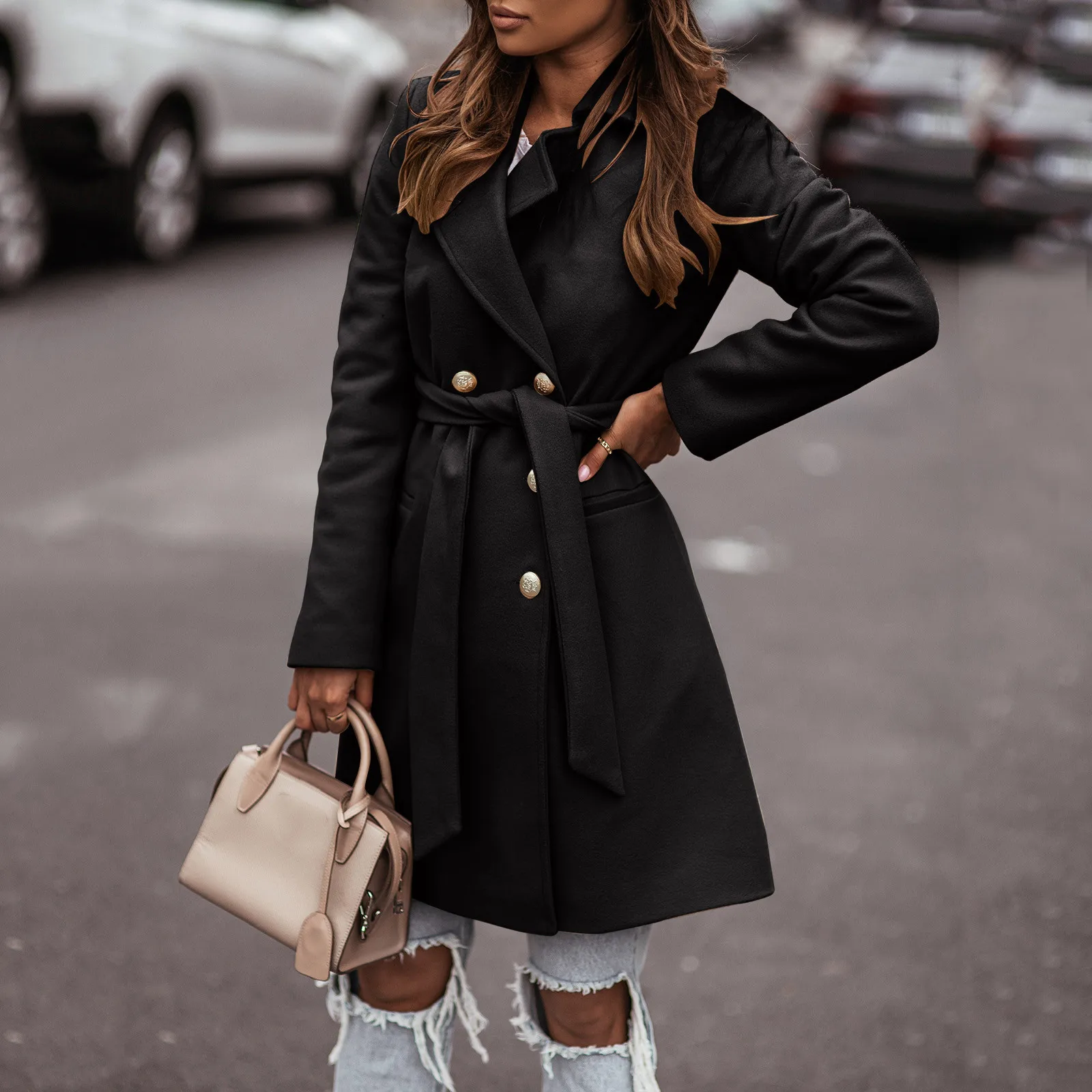 Women's Faux Wool Coat Thin Coat Trench Jacket Suit Double-Breasted Long-Sleeve Belt Korean Style Chaqueta Mujer Streetwear
Women's Faux Wool Coat Thin Coat Trench Jacket Suit Double-Breasted Long-Sleeve Belt Korean Style Chaqueta Mujer Streetwear