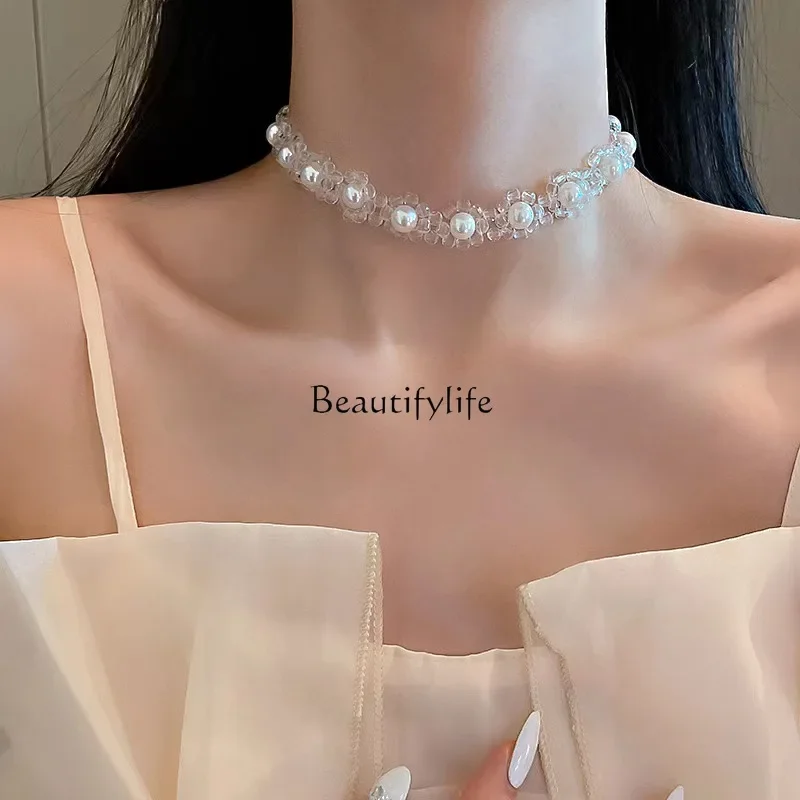 Dual-purpose pearl crystal headband chain, temperament super fairy bow crystal strap
Dual-purpose pearl crystal headband chain, temperament super fairy bow crystal strap