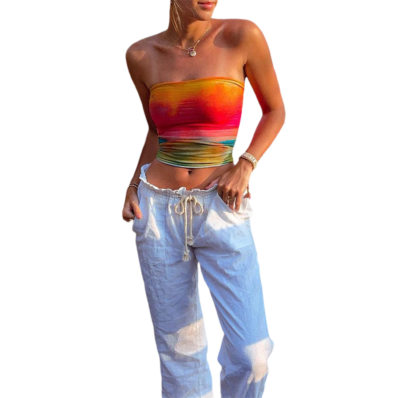 Women Wrap Chest Tube Tops Print Boat Neck Strapless Tank Tops Summer Backless Bandeau Crop Tops
Women Wrap Chest Tube Tops Print Boat Neck Strapless Tank Tops Summer Backless Bandeau Crop Tops