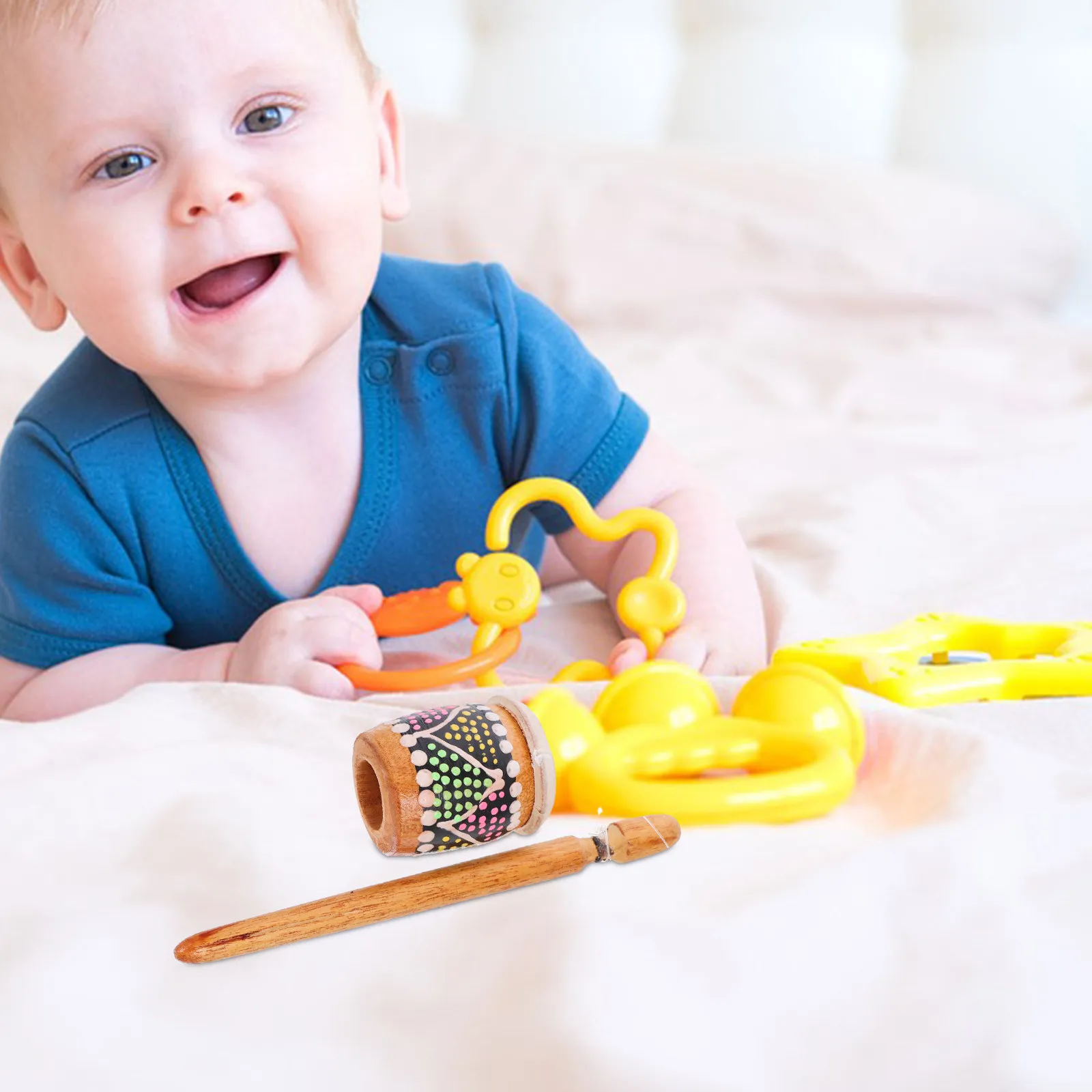 Infant Wood Rattle Drum Design Hand Held Educational Musical Sound Baby Hand Rattle Toddler Sensory Development Fun Interactive
Infant Wood Rattle Drum Design Hand Held Educational Musical Sound Baby Hand Rattle Toddler Sensory Development Fun Interactive