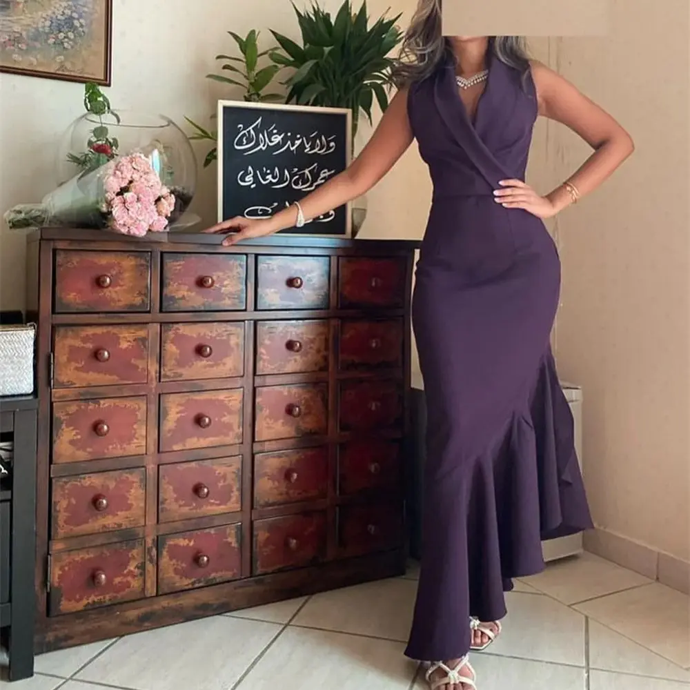 Customized V-Neck Sleeveless Prom Gown Asymmetrical Ruffle Party Dresses Ankle-Length Solid Color Evening Dress فساتين للحفلات ا
Customized V-Neck Sleeveless Prom Gown Asymmetrical Ruffle Party Dresses Ankle-Length Solid Color Evening Dress فساتين للحفلات ا
