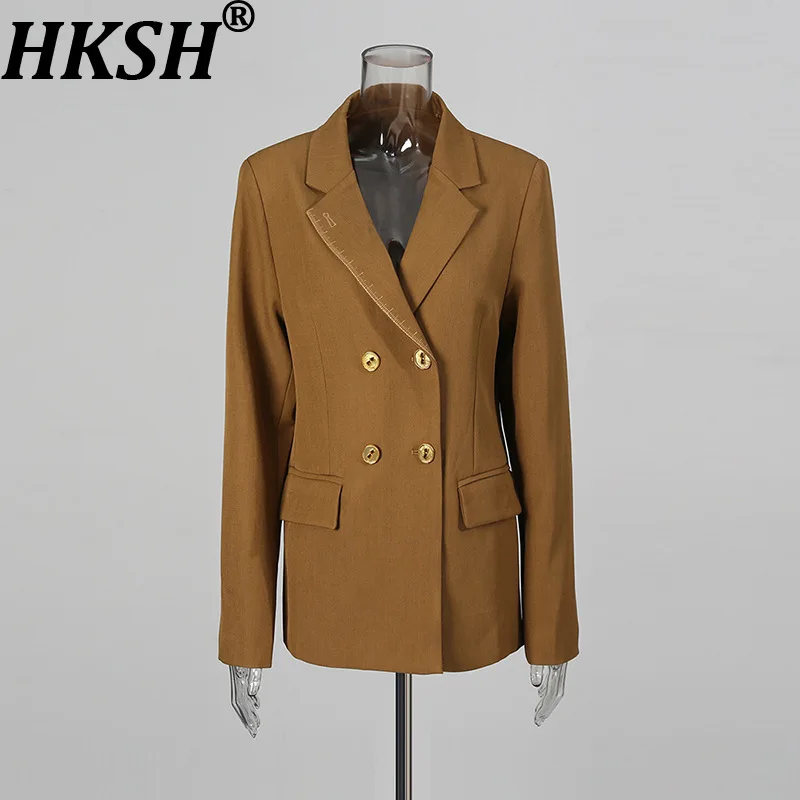 HKSH Blazer For Women Double Breasted Pockets Turn-down Collar Slim Fit Elegant Temperament Tide Office Lady Style Coats HK10750
HKSH Blazer For Women Double Breasted Pockets Turn-down Collar Slim Fit Elegant Temperament Tide Office Lady Style Coats HK10750