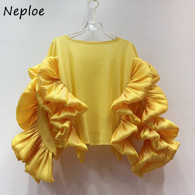 Neploe New Korea Loose Simple Wave Shirring Shirts Pullover Commuter Hollow Out Blusas Vintage Elegant Ruffles Western Mujer
Neploe New Korea Loose Simple Wave Shirring Shirts Pullover Commuter Hollow Out Blusas Vintage Elegant Ruffles Western Mujer