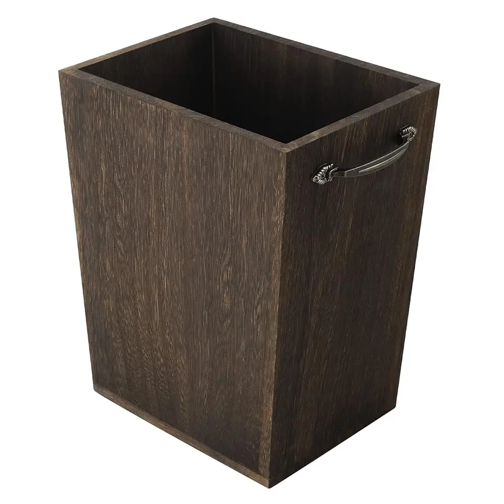 Trash Can Wastebasket Wood Garbage Container Bin with Built-in Double Metal Handles for Office, Bedroom, and Bathroom, Dark
Trash Can Wastebasket Wood Garbage Container Bin with Built-in Double Metal Handles for Office, Bedroom, and Bathroom, Dark