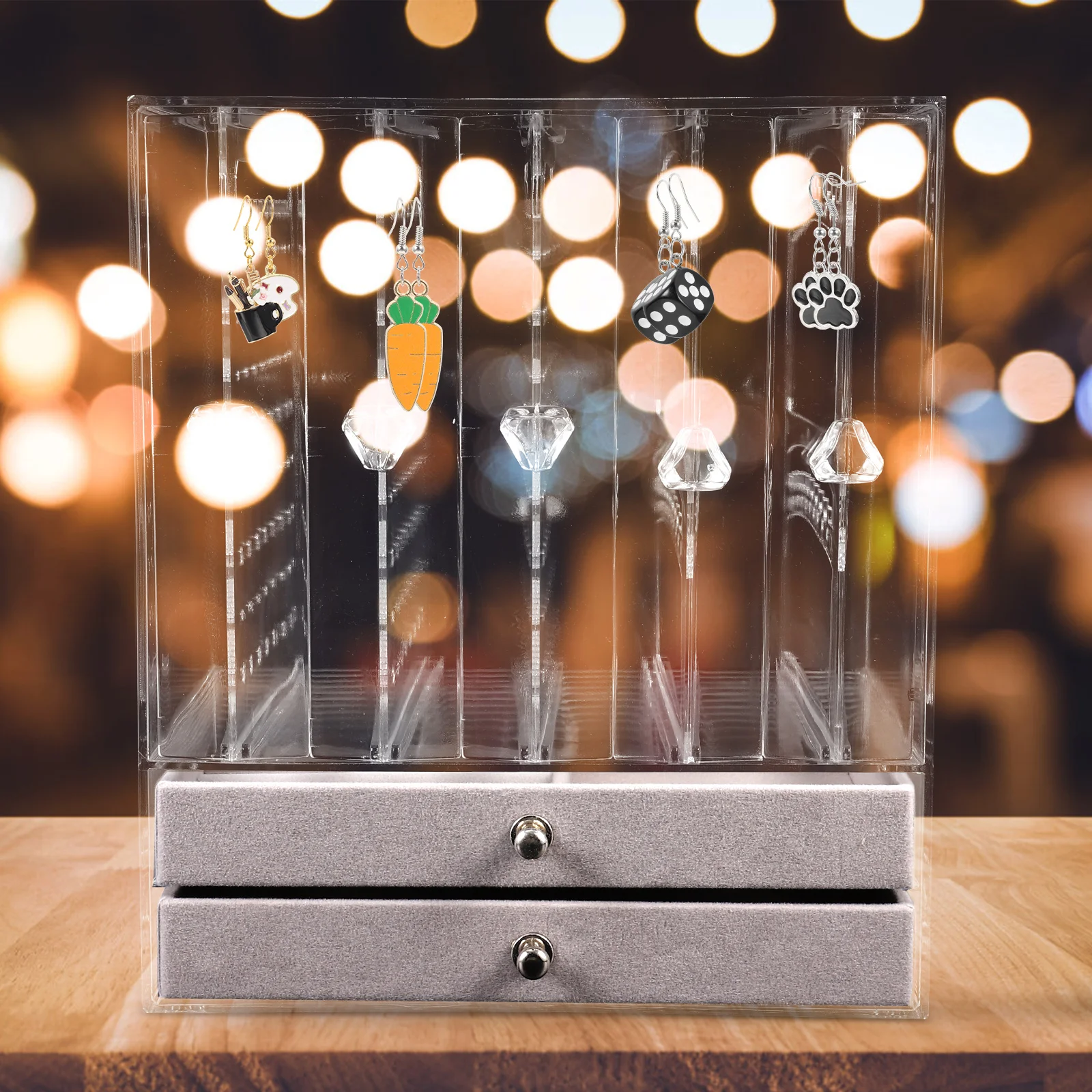 Acrylic Jewelry ganizer Double Layer Drawers Earring Clips Rings Necklaces Bracelets Storage Display Box Home Use Drawer Jewelry 
Acrylic Jewelry ganizer Double Layer Drawers Earring Clips Rings Necklaces Bracelets Storage Display Box Home Use Drawer Jewelry