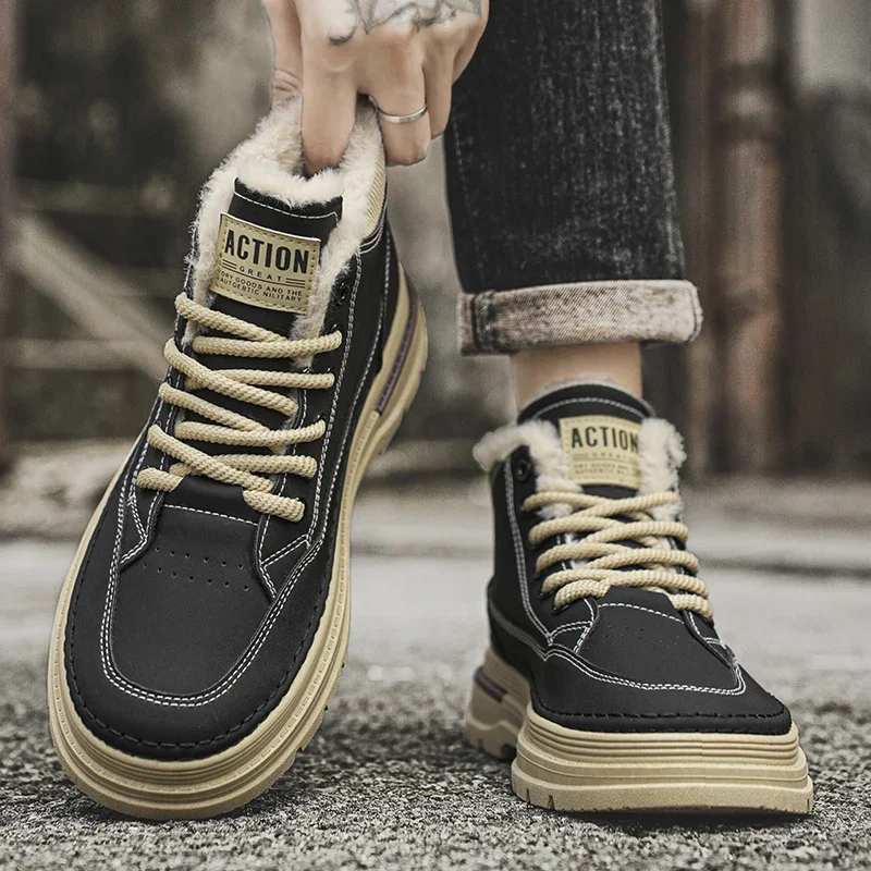 Men Mid Cut Casual Sports Shoes Warm CottonBoots Outdoor Black Running Shoes Jogging and Walking Shoes Snow Boots Hiking Boots
Men Mid Cut Casual Sports Shoes Warm CottonBoots Outdoor Black Running Shoes Jogging and Walking Shoes Snow Boots Hiking Boots