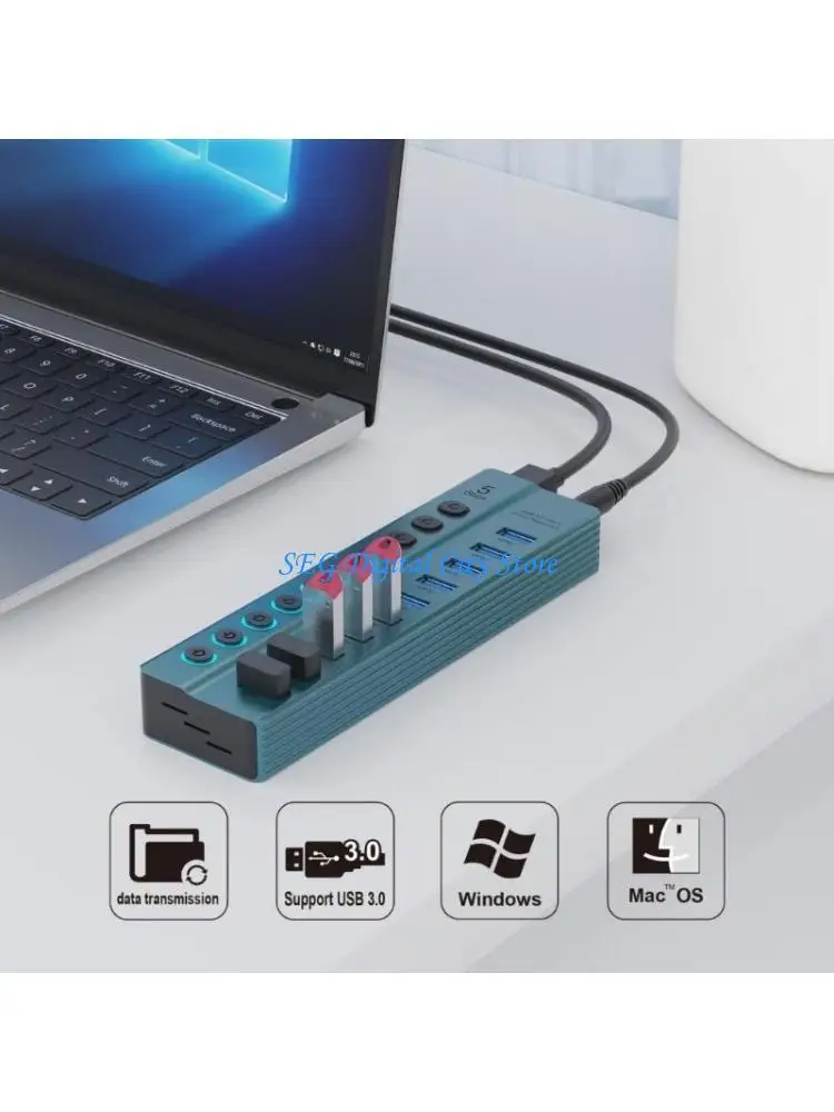 U75B 7 Port USB3.0 Splitter USB -порты с отдельными переключателями 5 Гбит / с несколько портов USB -адаптер USB Extender для 
U75B 7 Port USB3.0 Splitter USB -порты с отдельными переключателями 5 Гбит / с несколько портов USB -адаптер USB Extender для
