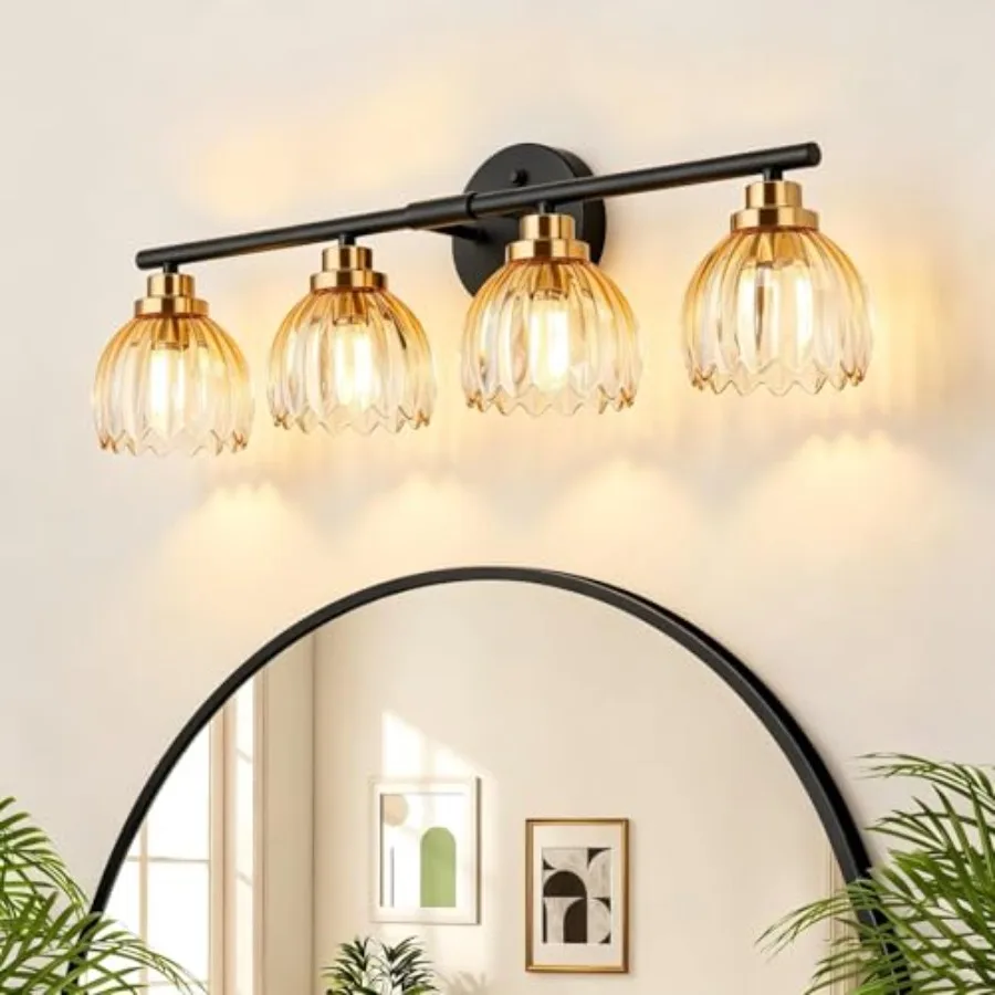 Bathroom Vanity Light Fixtures, Black and Gold Wall Lights for Mirror with Gradient Tulip Glass Shades, Over Sink Lighting for
Bathroom Vanity Light Fixtures, Black and Gold Wall Lights for Mirror with Gradient Tulip Glass Shades, Over Sink Lighting for