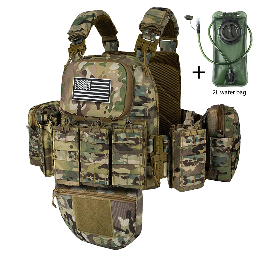 Modular expansion vest MOLLE webbing system allows for free attachment of accessory bag with 2L water bag
Modular expansion vest MOLLE webbing system allows for free attachment of accessory bag with 2L water bag