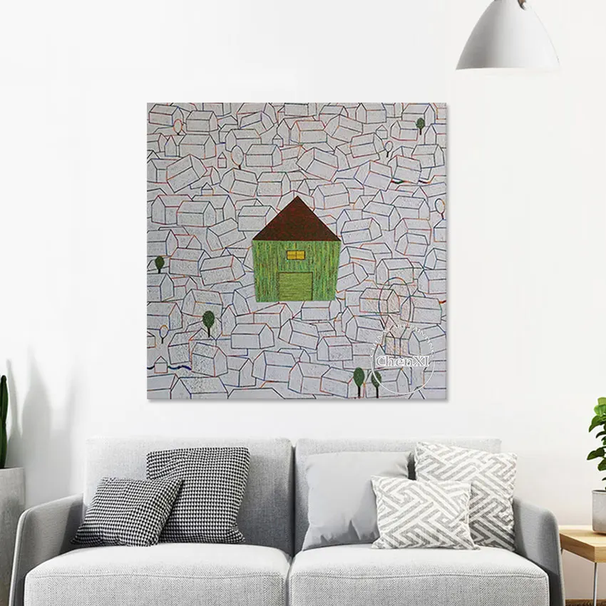 Bedroom Decorative Cartoon Picture Wall Hangings Art Pure Handmade Small Green House Oil Painting Canvas Poster Artwork Decor
Bedroom Decorative Cartoon Picture Wall Hangings Art Pure Handmade Small Green House Oil Painting Canvas Poster Artwork Decor